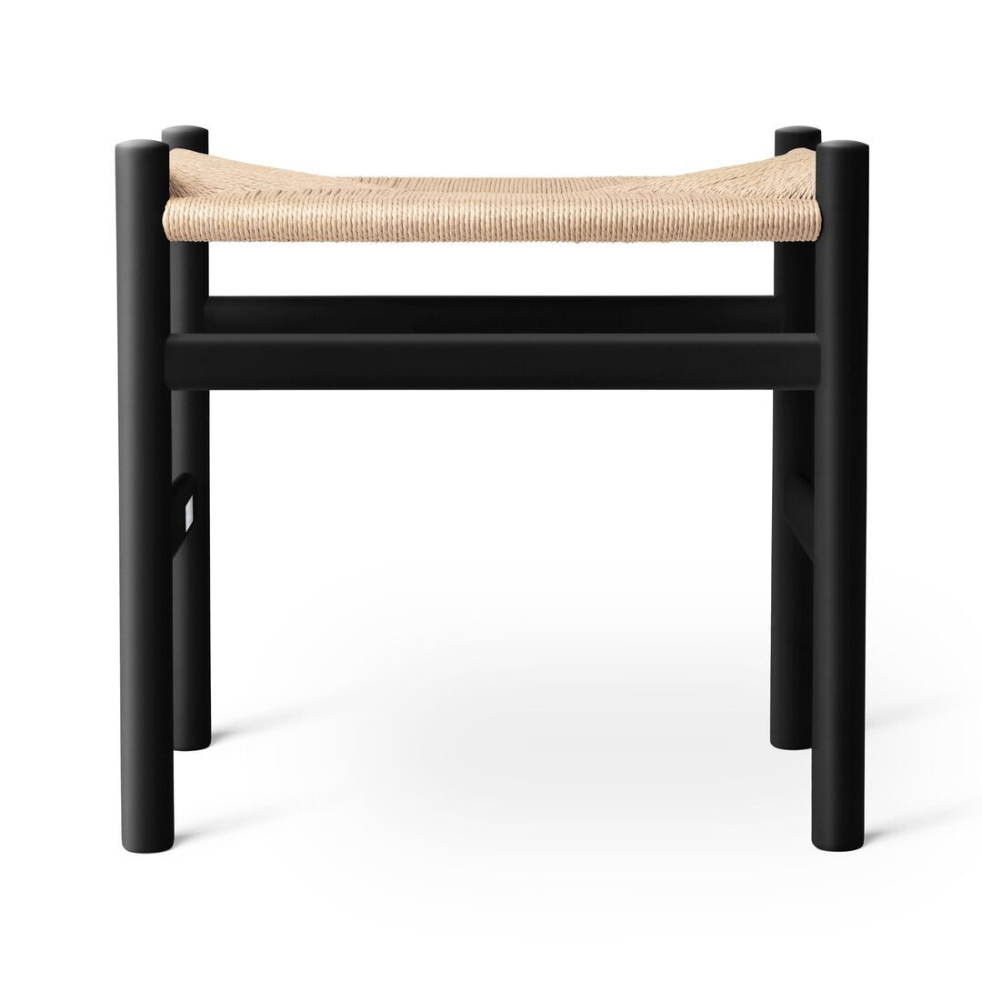Carl Hansen & Søn CH53 Buche Soft Black, Papierkordel Natur, H: 43 cm	