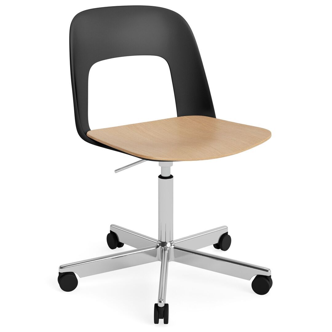 HAY Living Bürostuhl Layout 142 von Hay Black, Aluminium poliert, Natural 