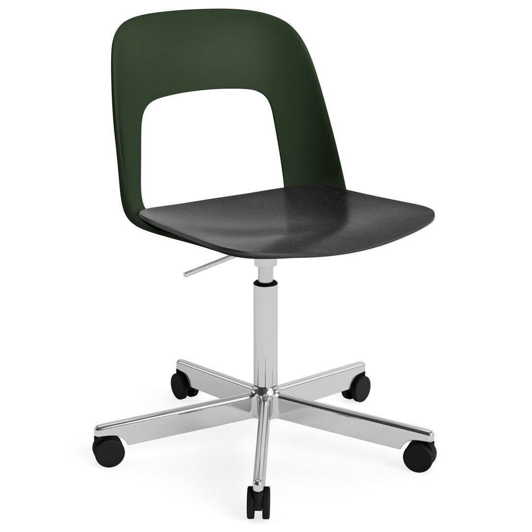HAY Living Bürostuhl Layout 142 von Hay Bottle green, Aluminium poliert, Black