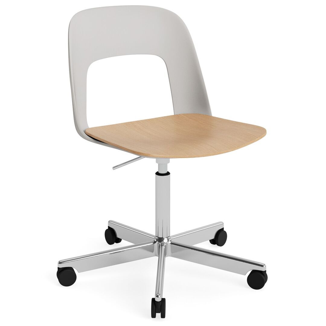 HAY Living Bürostuhl Layout 142 von Hay Sky Grey, Aluminium poliert, Natural 