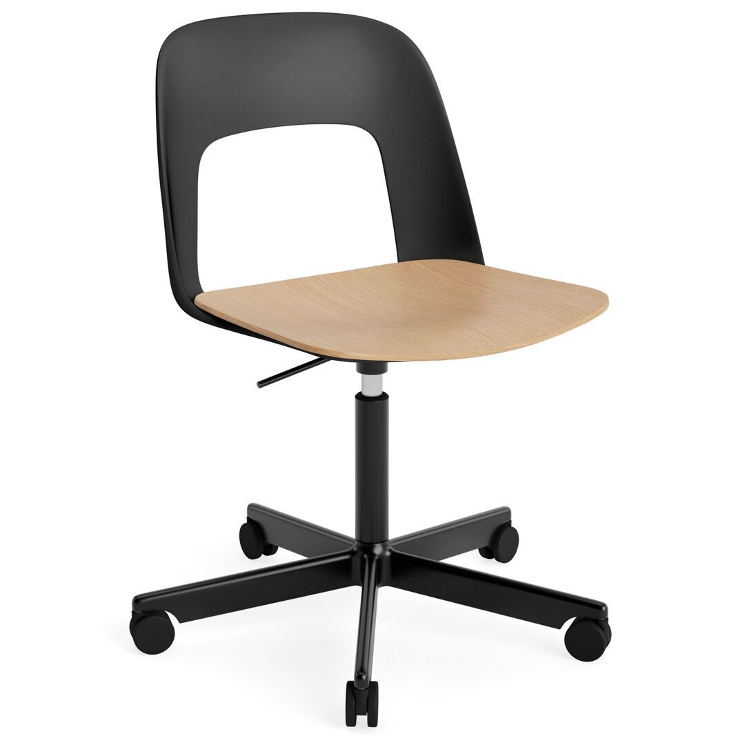 HAY Living Bürostuhl Layout 142 von Hay Black, Schwarz pulverbeschichtet Aluminium, Natural 