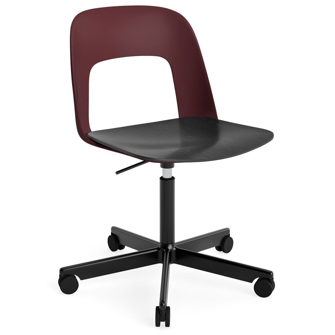 HAY Living Bürostuhl Layout 142 von Hay Bordeaux, Schwarz pulverbeschichtet Aluminium, Black