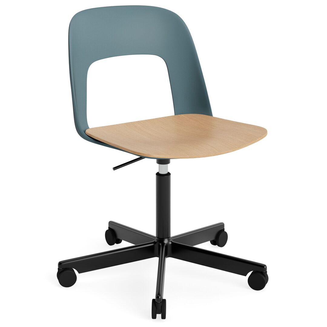 HAY Living Bürostuhl Layout 142 von Hay Ocean, Schwarz pulverbeschichtet Aluminium, Natural 