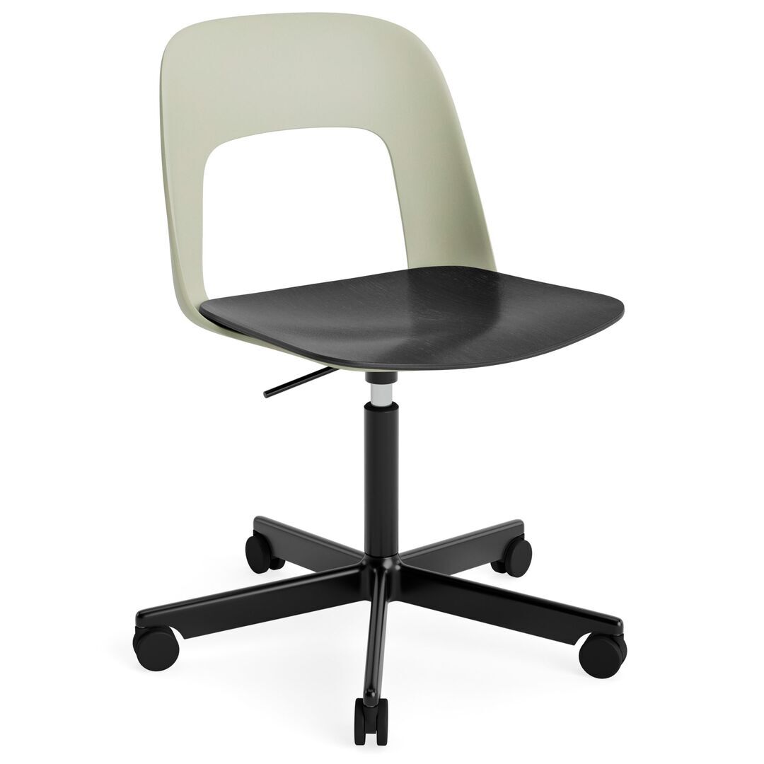 HAY Living Bürostuhl Layout 142 von Hay Pastel green , Schwarz pulverbeschichtet Aluminium, Black