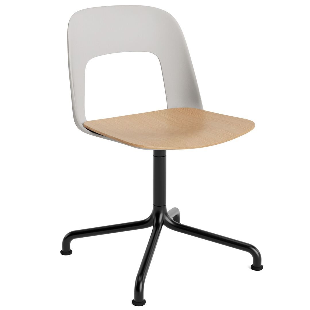 HAY Living Stuhl Layout 152 von Hay Sky Grey, Schwarz pulverbeschichtet Aluminium, Natural 