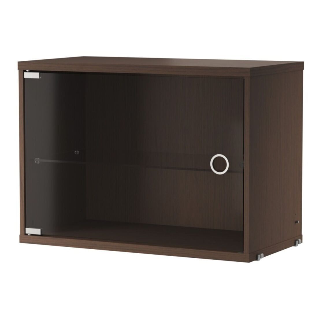 String Furniture String Furniture Schrankelement mit Glasschwingtür B 58 x T 30 cm Höhe 32 cm  - Mattlack 04 schwarz, Dunkel Eiche