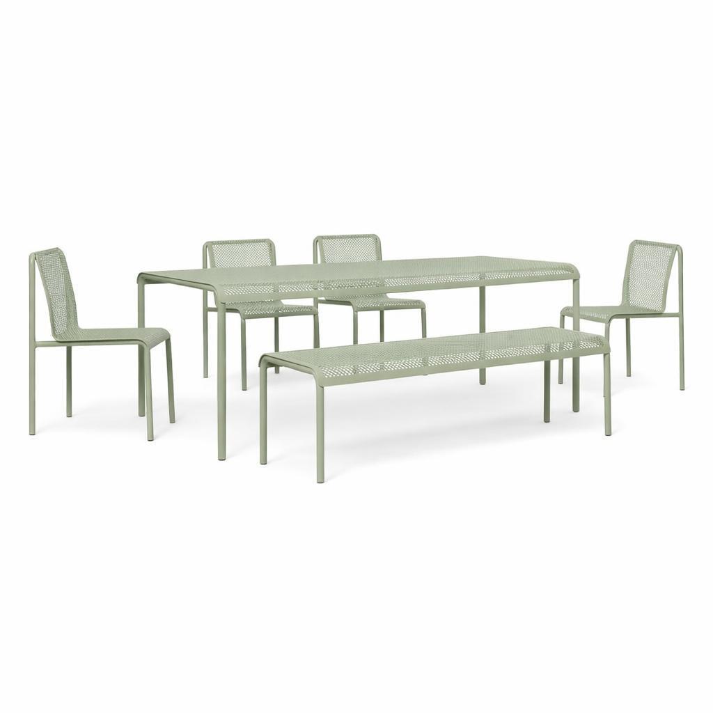 Ferm Living Dapple im Set mit rechteckigem Tisch, 4 Stühlen und Bank Von Ferm Living  Tea Green