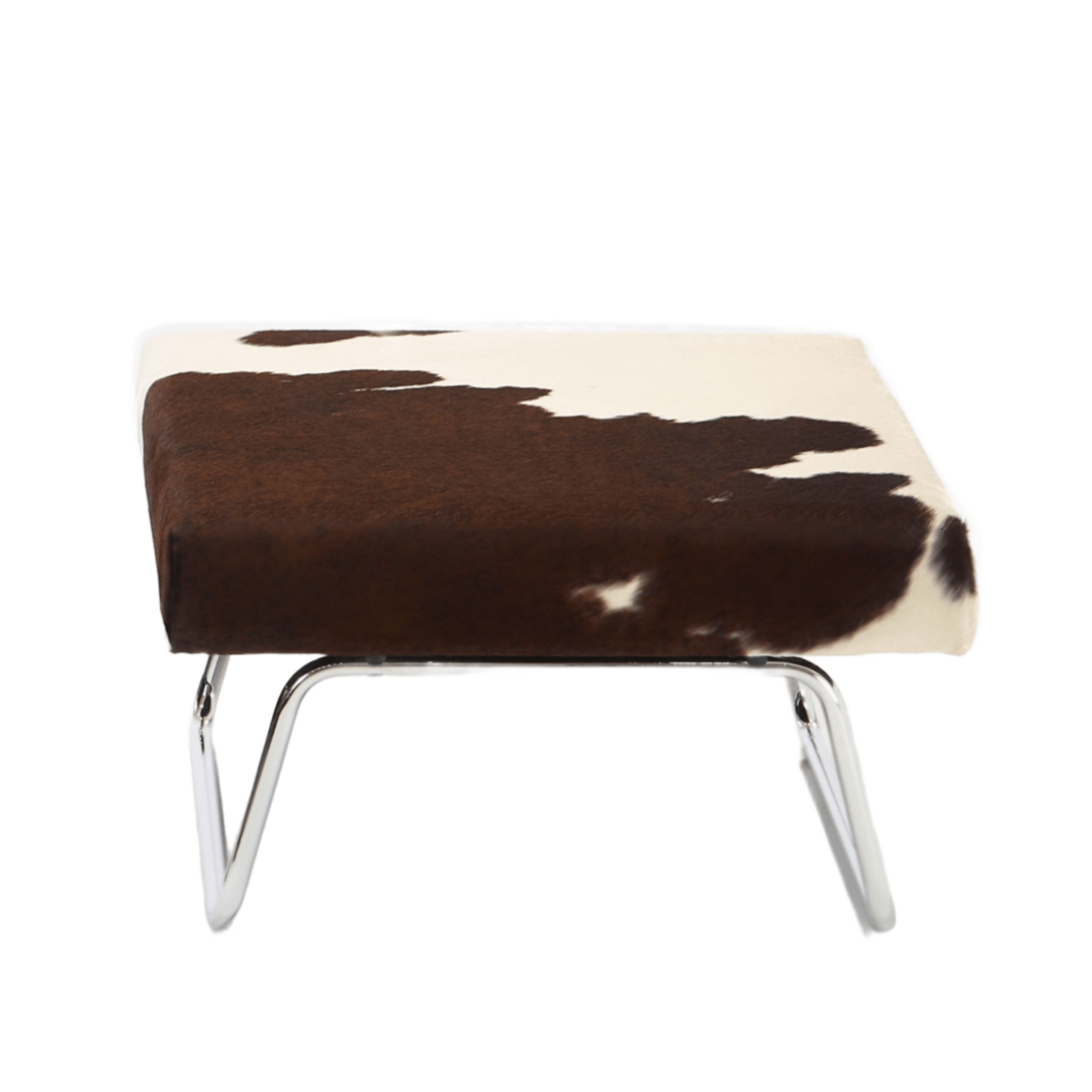 Richard Lampert  Hocker zum Hirchesessel Stoff 1 Braun - Weiss, Gestell Chrom