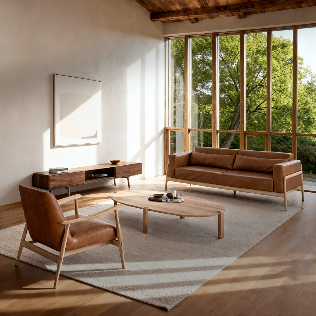 Gazzda Aska Lounge chair von Gazzda Dakar Leder 3411 Nature - Eiche geölt