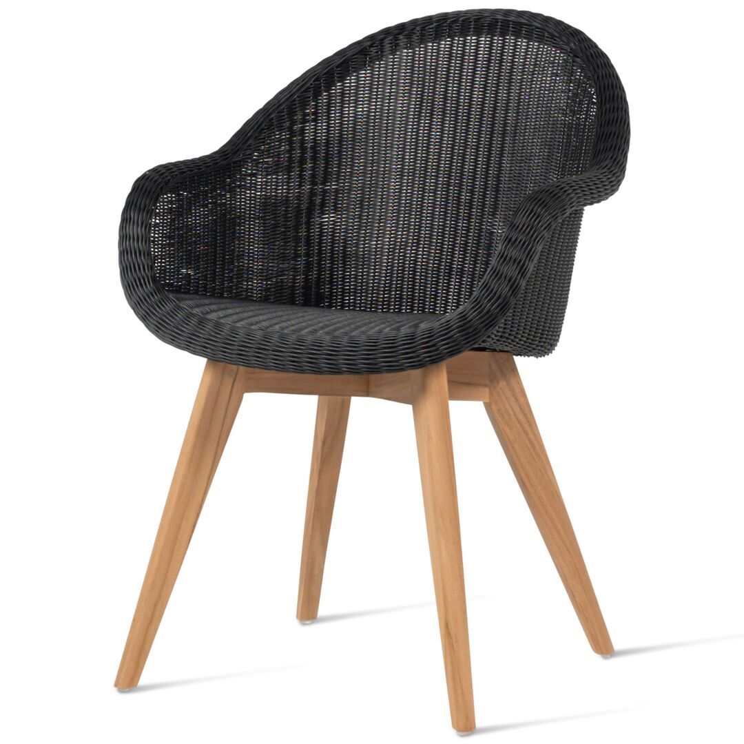 Vincent Sheppard Vincent Sheppard Edgard Dining Chair Schwarzes Kunstgeflecht, Unbehandeltes Teakholz