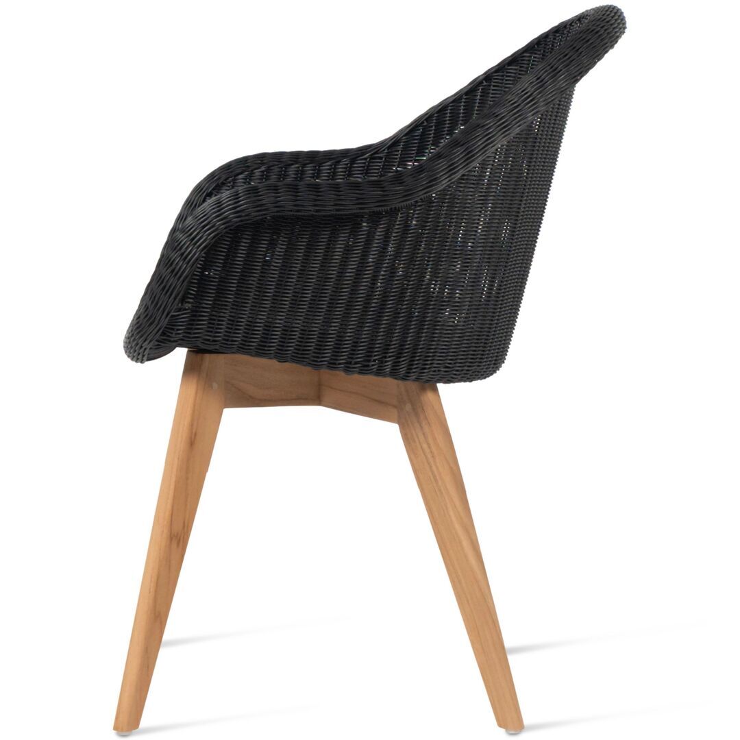 Vincent Sheppard Vincent Sheppard Edgard Dining Chair Schwarzes Kunstgeflecht, Unbehandeltes Teakholz