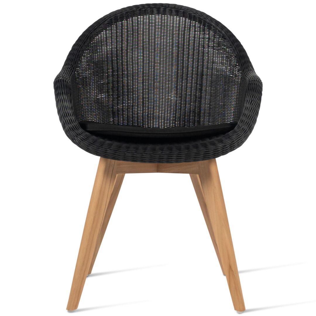 Vincent Sheppard Vincent Sheppard Edgard Dining Chair Schwarzes Kunstgeflecht, Unbehandeltes TeakholzVincent Sheppard Vincent Sheppard Edgard Dining Chair Schwarzes Kunstgeflecht, Unbehandeltes Teakholz