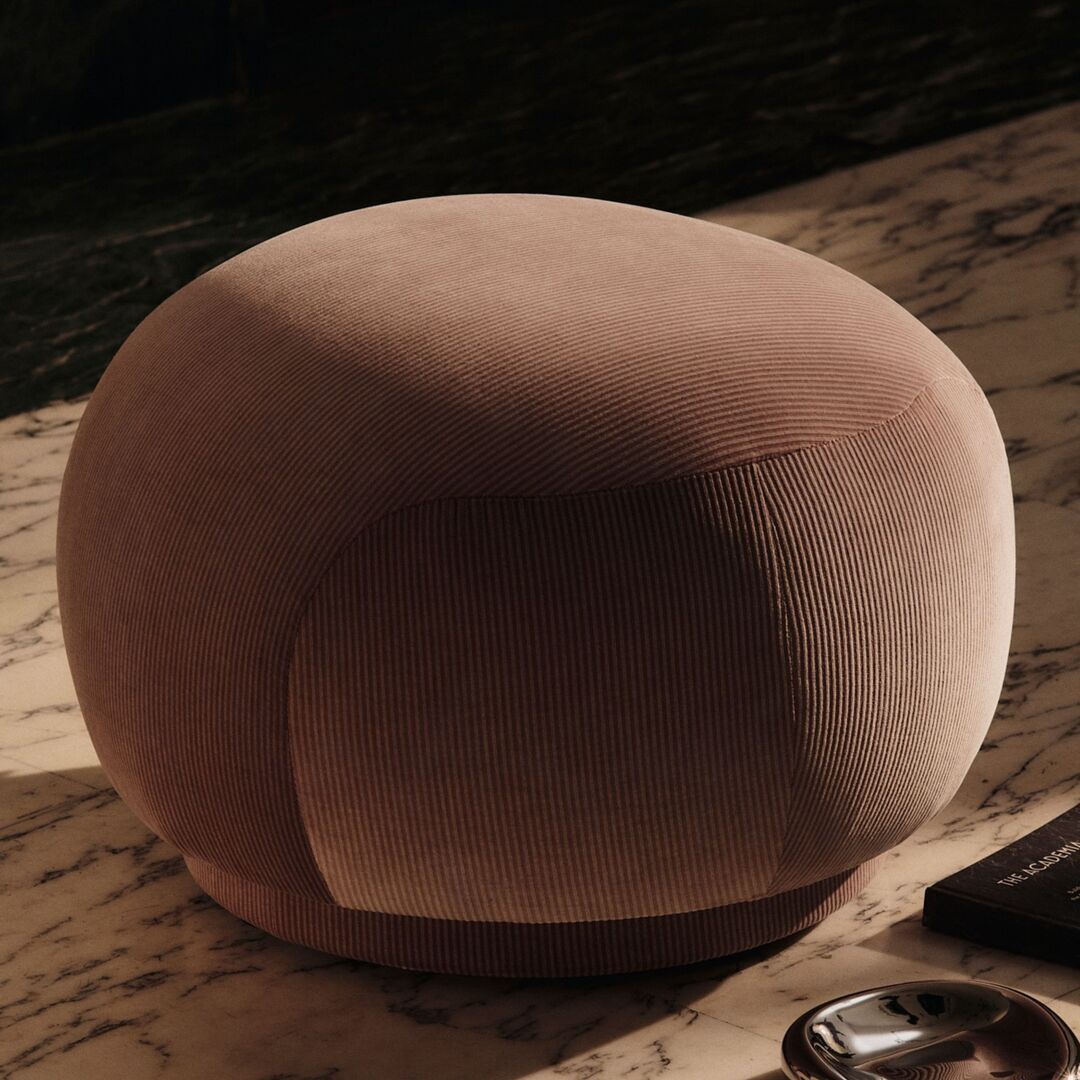 Ferm Living Rico Pouf - Devoré Velvet Blush