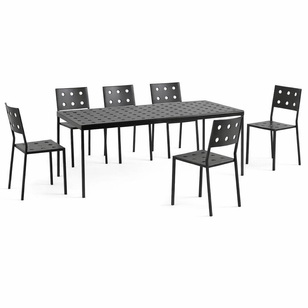 Balcony im Dining Set mit Gartentisch 190x87cm und Gartenstühle - 6 Personen von Hay