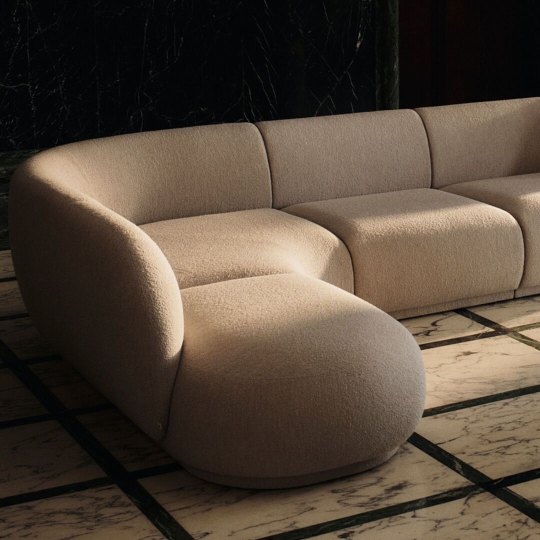 Ferm Living Modulares Sofa Rico Open End von Ferm Living Ende rechts offen, Natural - Soft Bouclé
