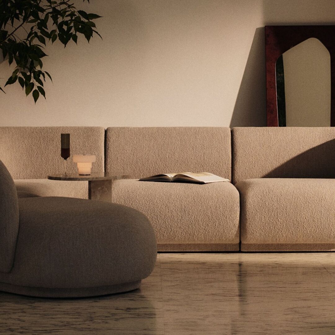 Ferm Living Rico Sofa Center - Soft Bouclé Natural - Soft Bouclé