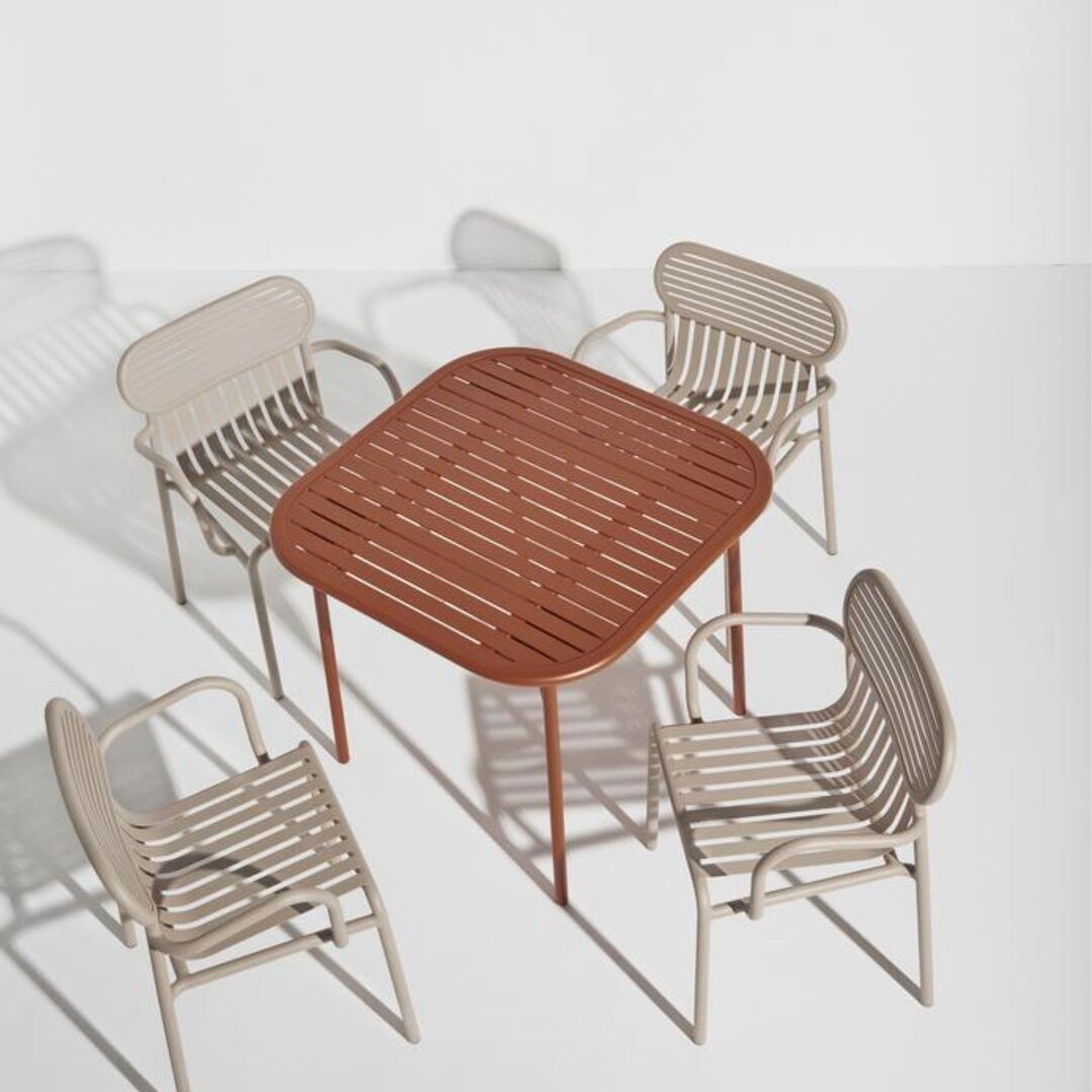Petite Friture Quadratischer Lamellentisch Week-End von Petite Friture Terracotta-