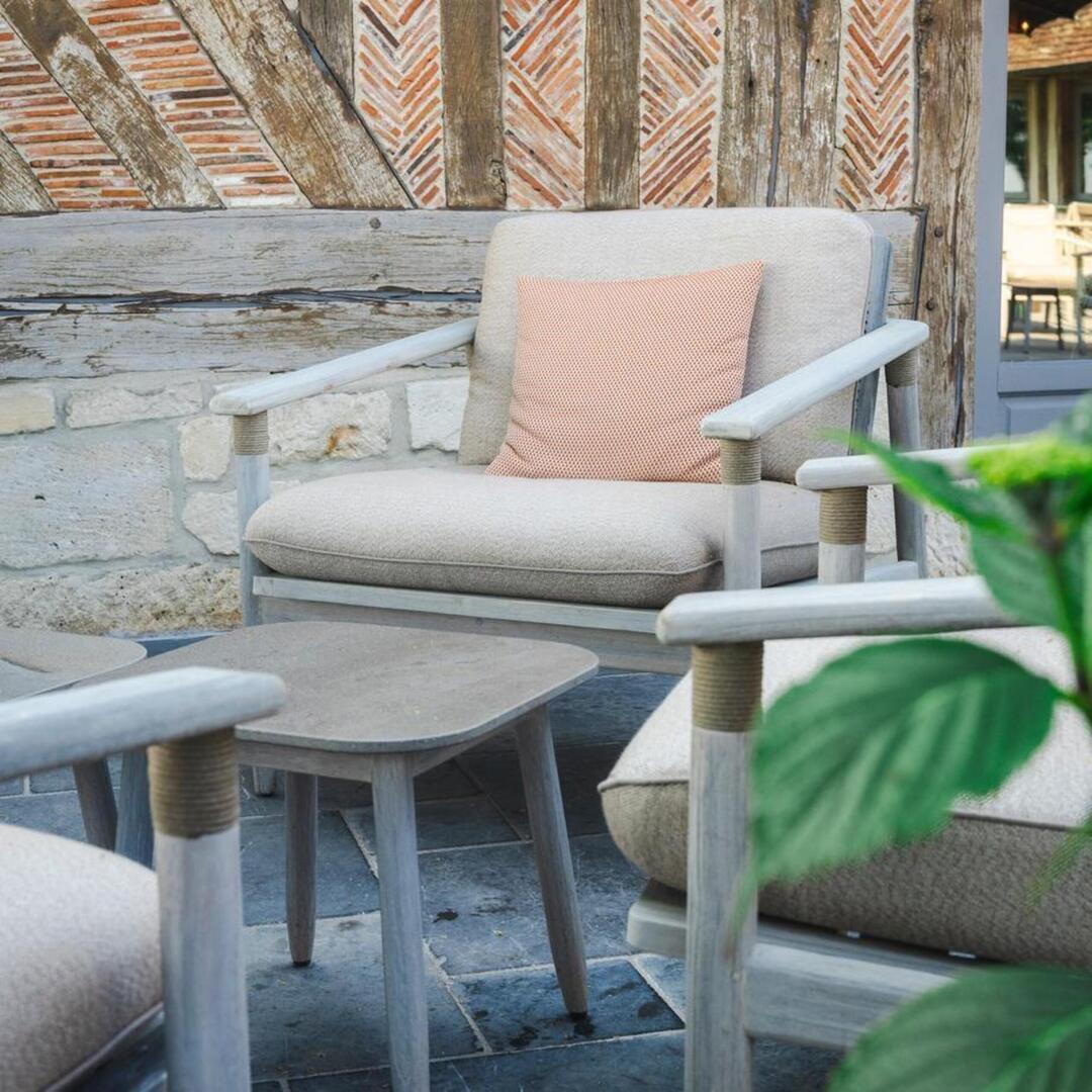 Vincent Sheppard Vincent Sheppard David Lounge Chair Quick Ship Set Savane Coconut Teakholz