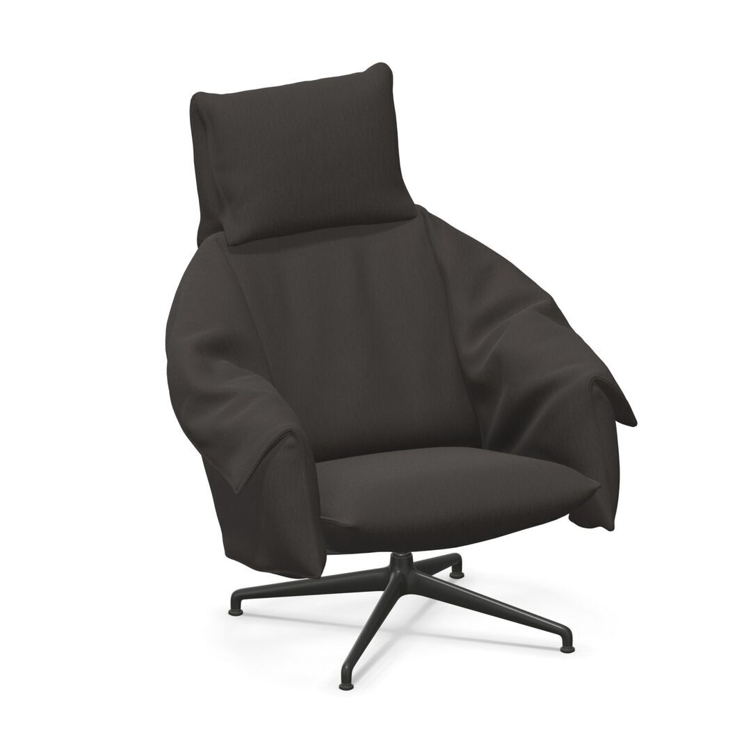 Vitra BCU Bascule Highback von Vitra Dunkelbraun 07 - Iroko 2, Tiefschwarz 12 pulverbeschichtet (glatt), H: 38 cm