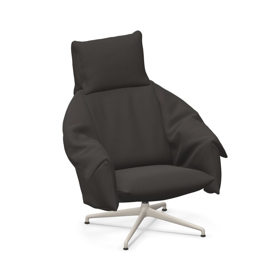 Vitra BCU Bascule Highback von Vitra Dunkelbraun 07 - Iroko 2, Kreide 37 pulverbeschichtet (glatt), H: 38 cm