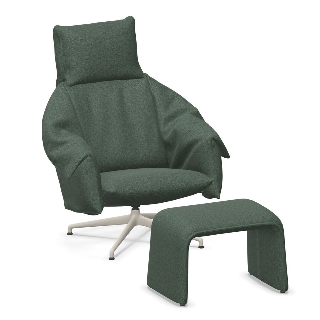 Vitra BCU Bascule Highback & Bench von Vitra Malachit 09 - Cento, Kreide 37 pulverbeschichtet (glatt), H: 38 cm