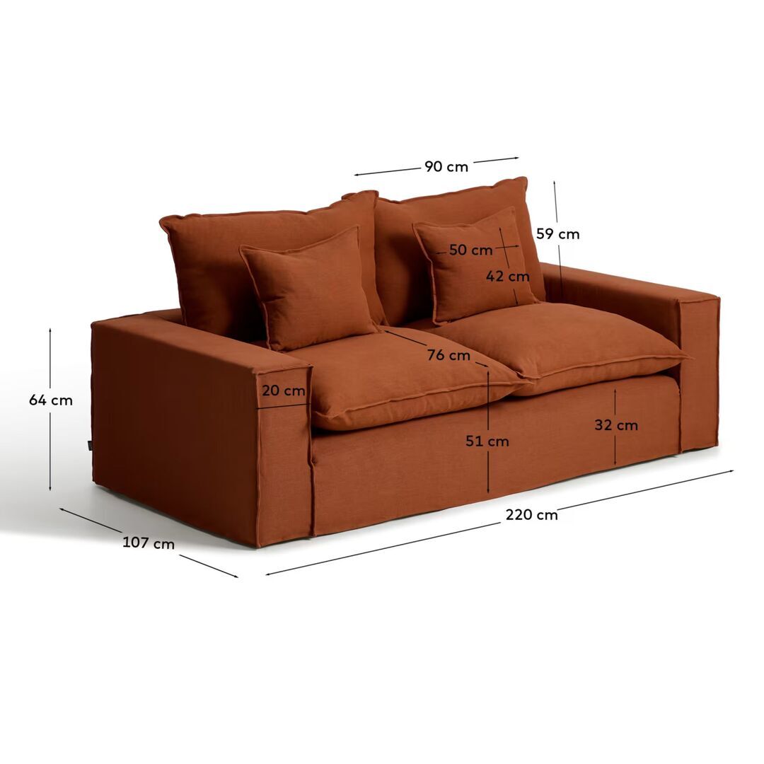 Kave Home Kave Home Anarela - 2-Sitzer Sofa B: 220 cm, Terrakotta