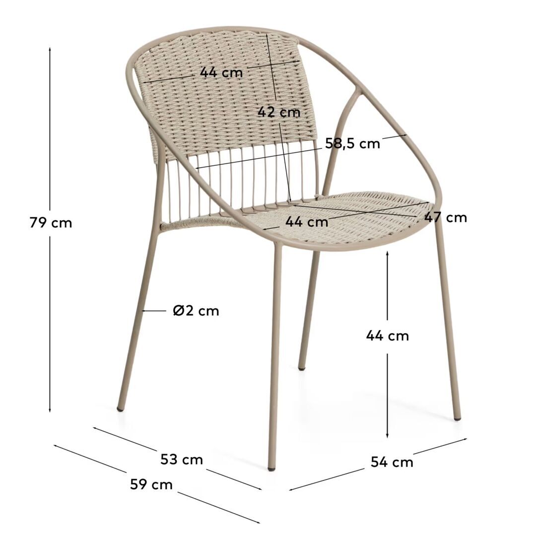 Kave Home Stapelbarer Outdoor-Stuhl Atrani von Kave Home Taupe