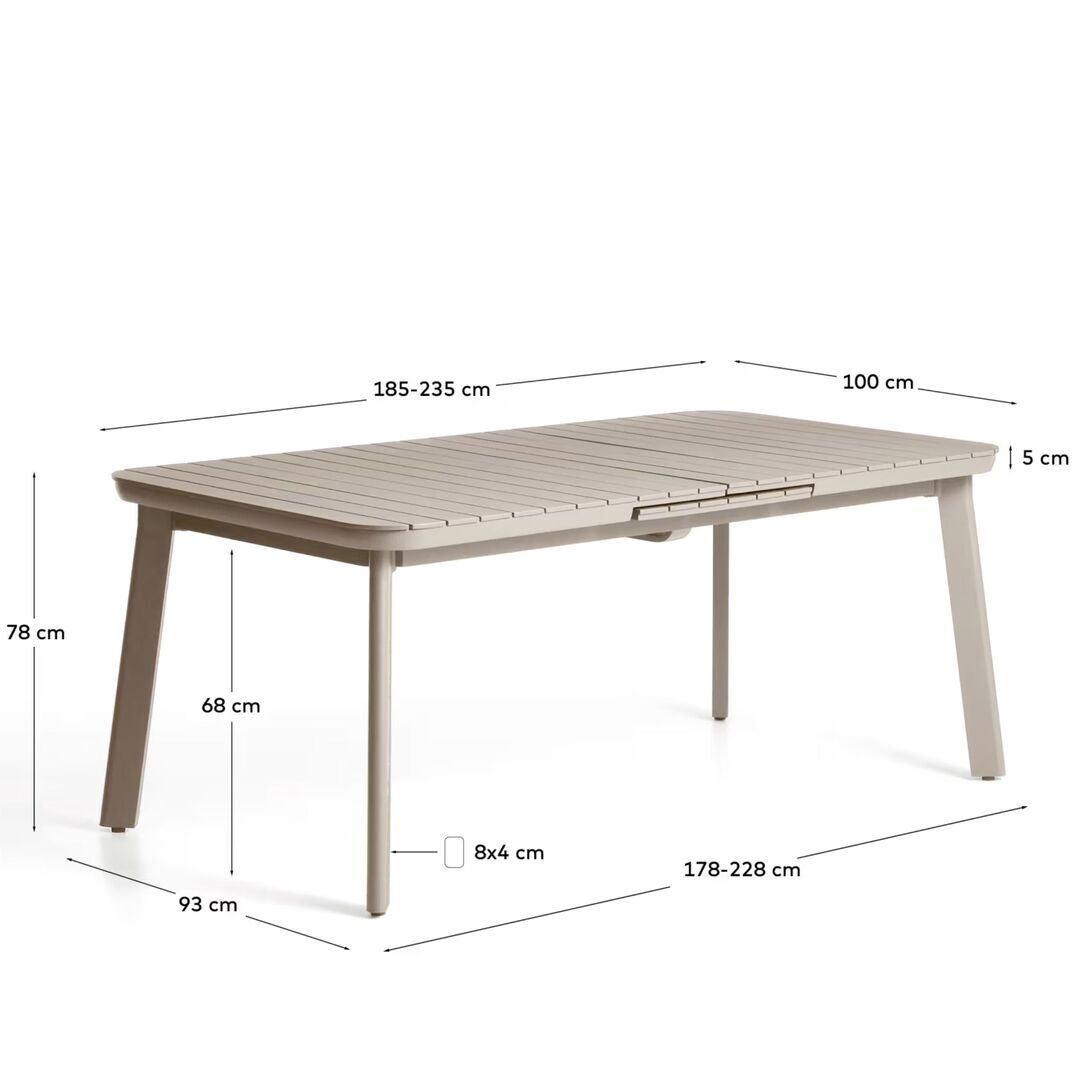 Kave Home Ausziehbarer Outdoor Tisch Izola von Kave Home B: 185 - 235 cm, Taupe