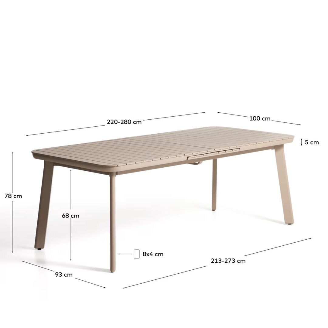 Kave Home Ausziehbarer Outdoor Tisch Izola von Kave Home B: 220 - 280 cm, Taupe