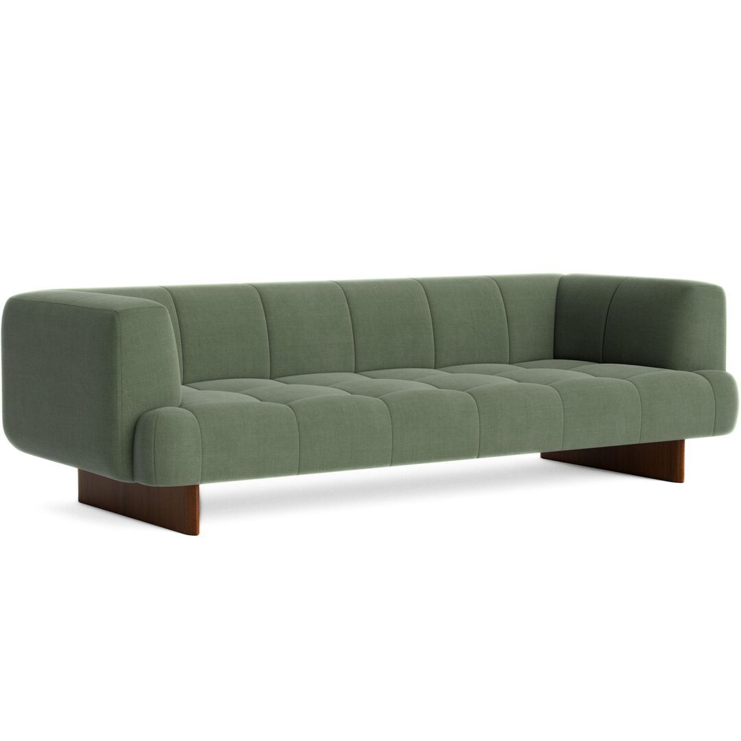 HAY Living 3 Sitzer Sofa Quilton Lift von Hay Linara - 100 / Walnuss Lackiert