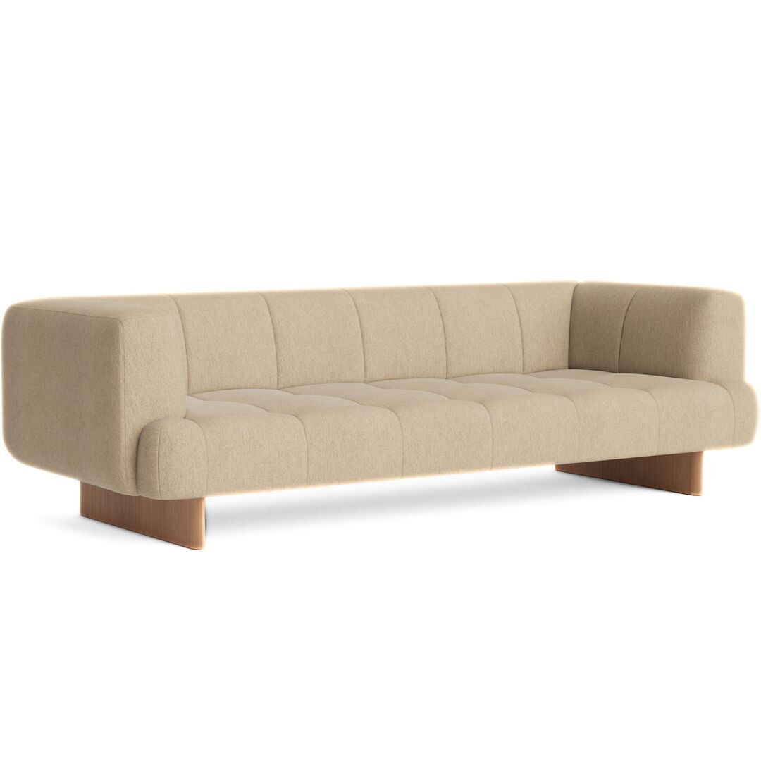 HAY Living 3 Sitzer Sofa Quilton Lift von Hay Turf - Sand / Eiche Lackiert