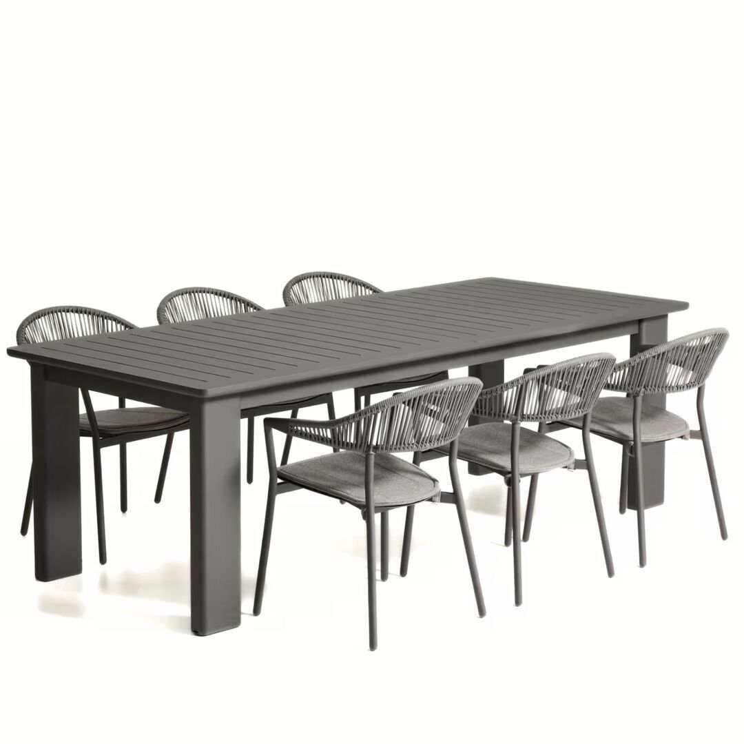 Kave Home Set Ausziehtisch Livorno und 6 Stühle Alimia von Kave Home Graphit