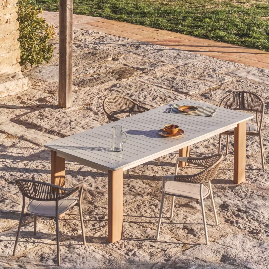 Kave Home Set Ausziehtisch Livorno und 6 Stühle Alimia von Kave Home Ecru / Natur