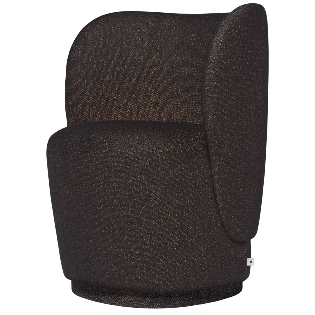 Ferm Living Drehbarer Lounge Chair Rico Club von Ferm Living Black / Honey - Vanir