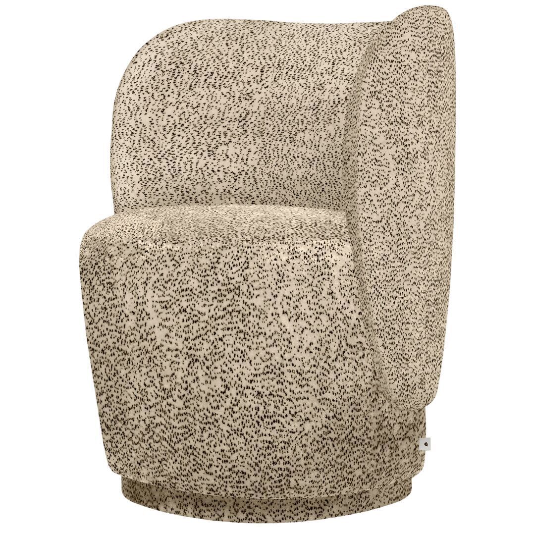 Ferm Living Drehbarer Lounge Chair Rico Club von Ferm Living Butter / Black - Poppy Velvet 