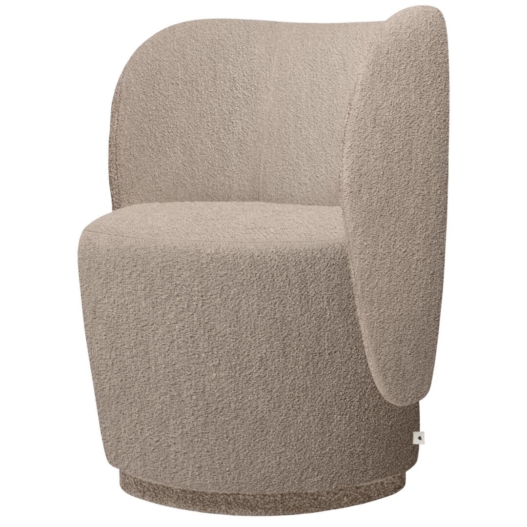 Ferm Living Drehbarer Lounge Chair Rico Club von Ferm Living Natural - Soft Bouclé