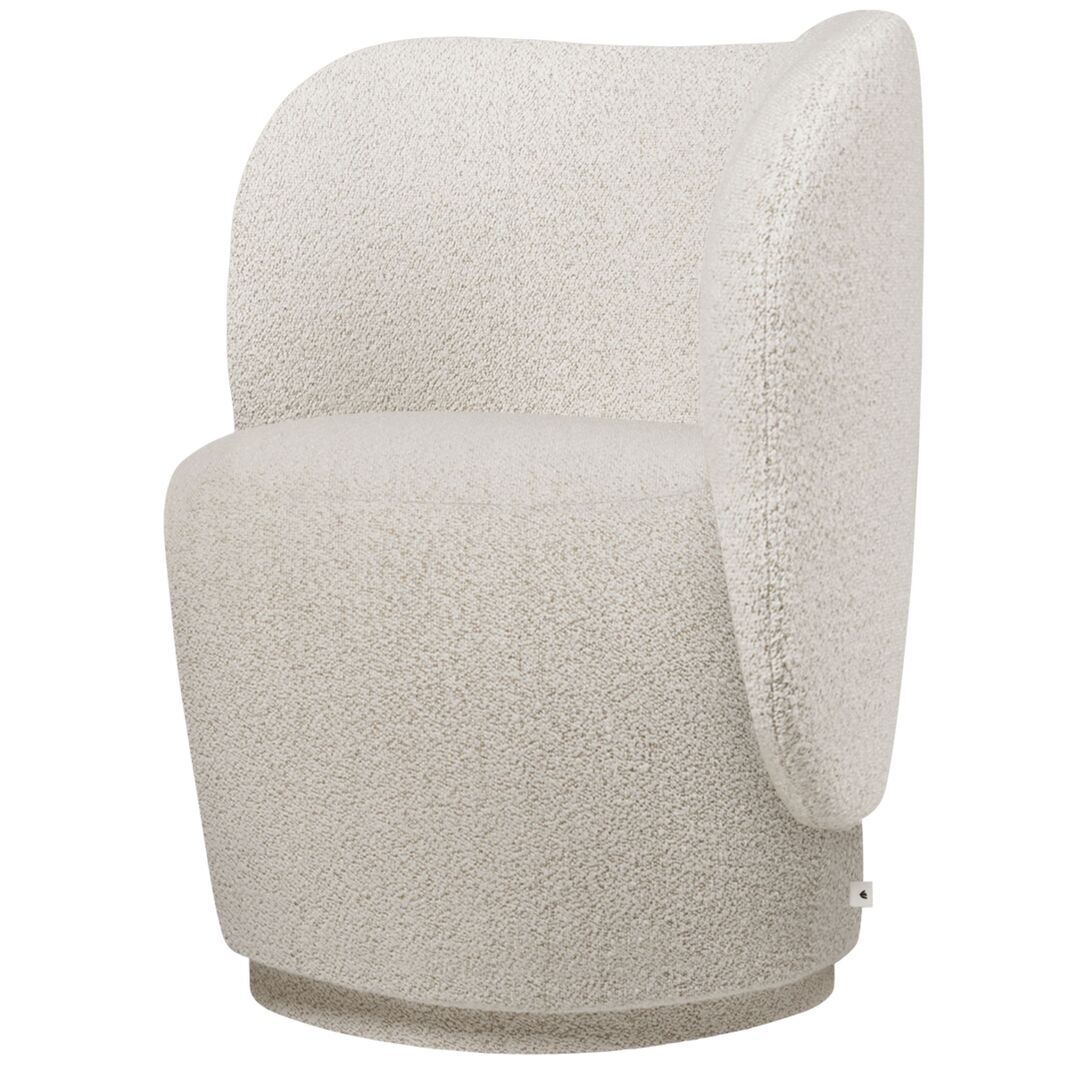 Ferm Living Drehbarer Lounge Chair Rico Club von Ferm Living Off-White - Bouclé