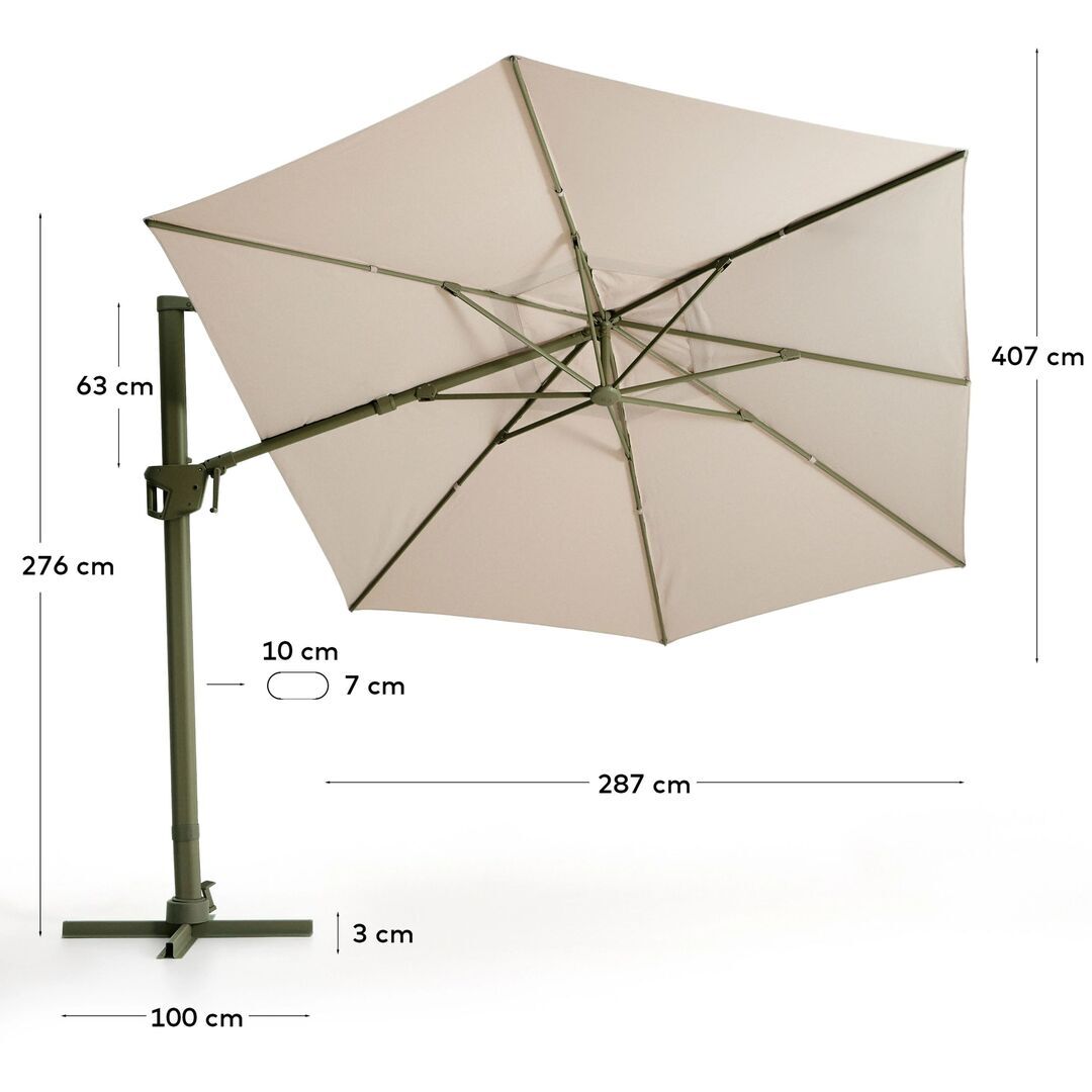 Kave Home Exzentrischer Sonnenschirm Noli von Kave Home L: 300 cm, Grün