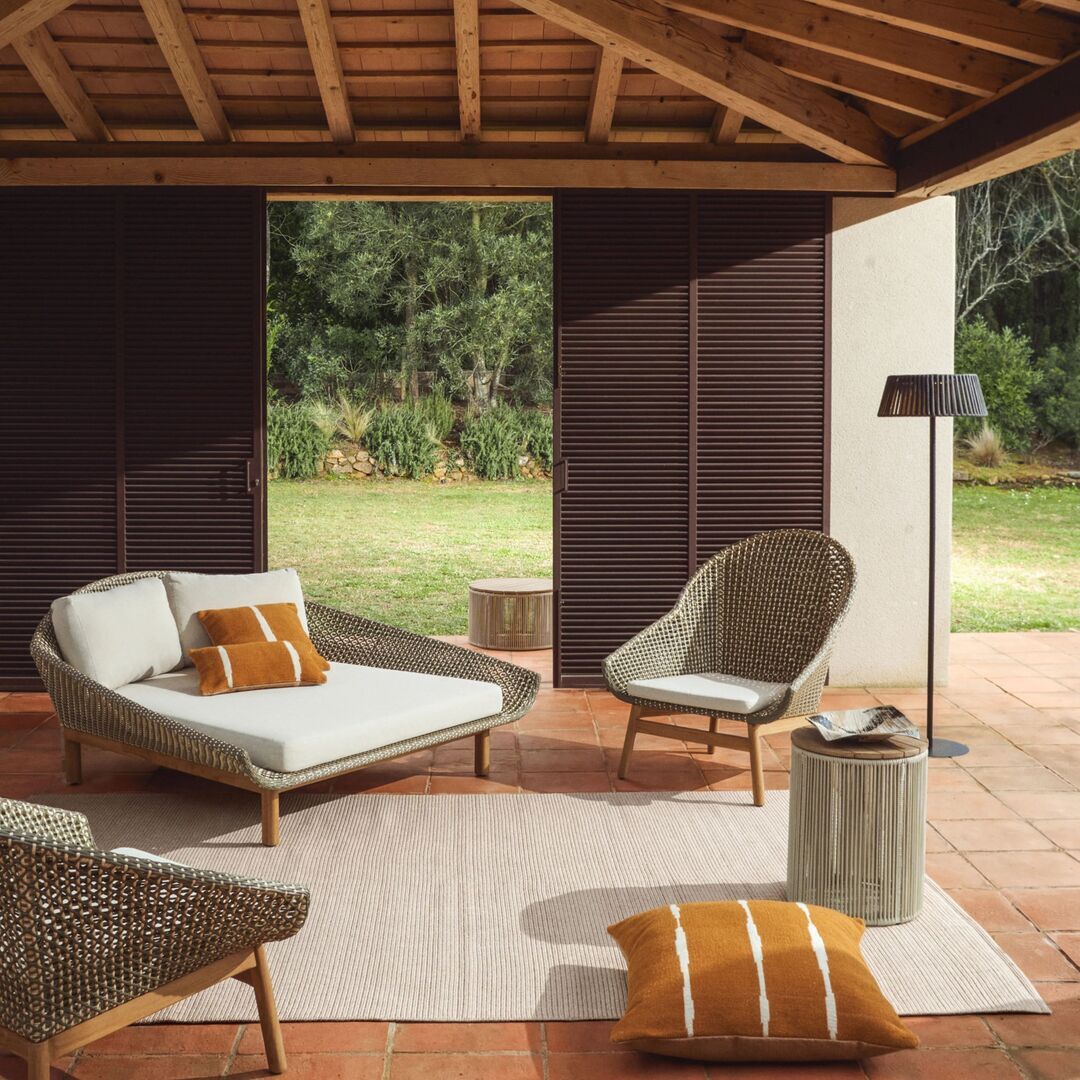 Kave Home 2er-Sonnenliege Olbia von Kave Home Grün / Beige