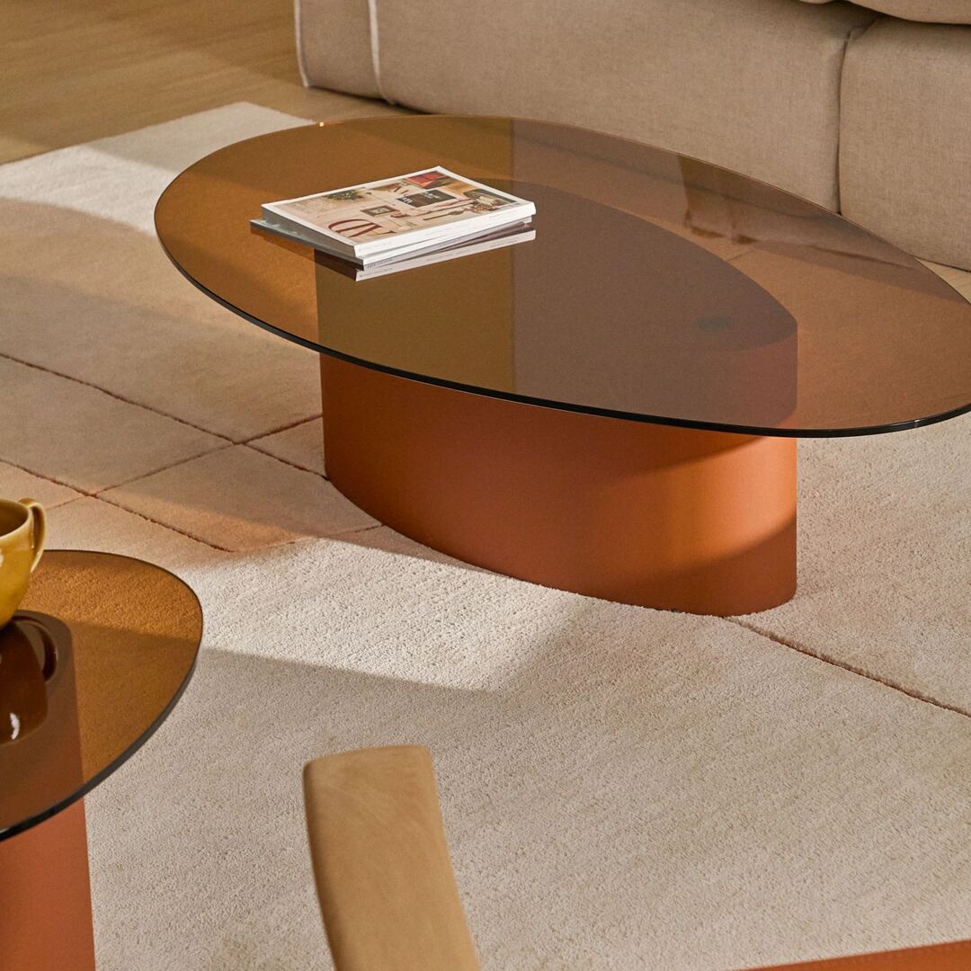 Kave Home Couchtisch Olir von Kave Home L: 81 cm / B: 140 cm / H: 35 cm, Cognac