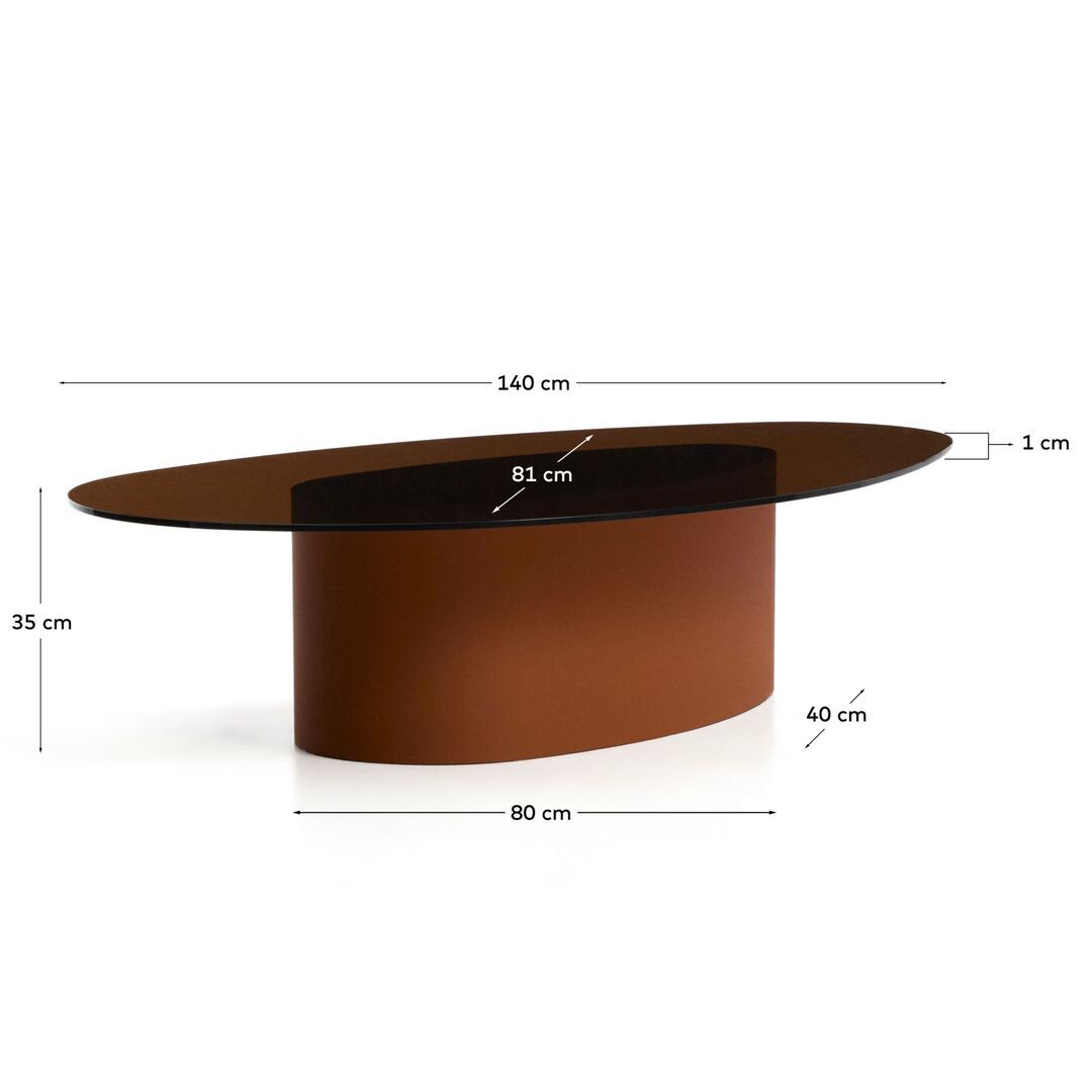 Kave Home Couchtisch Olir von Kave Home L: 81 cm / B: 140 cm / H: 35 cm, Cognac