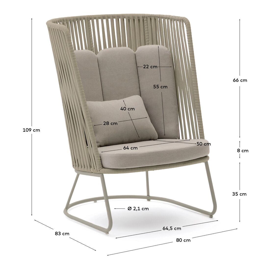 Kave Home Outdoor-Sessel mit hoher Rückenlehne Saconca von Kave Home Beige