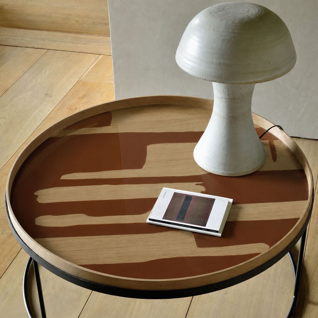 Ethnicraft Rundes Tablett Second Nature von Ethnicraft L : Ø 61 , Auburn 