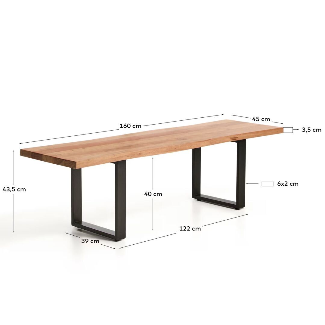 Kave Home Bank Uxue von Kave Home B: 160 cm, Natur / Schwarz