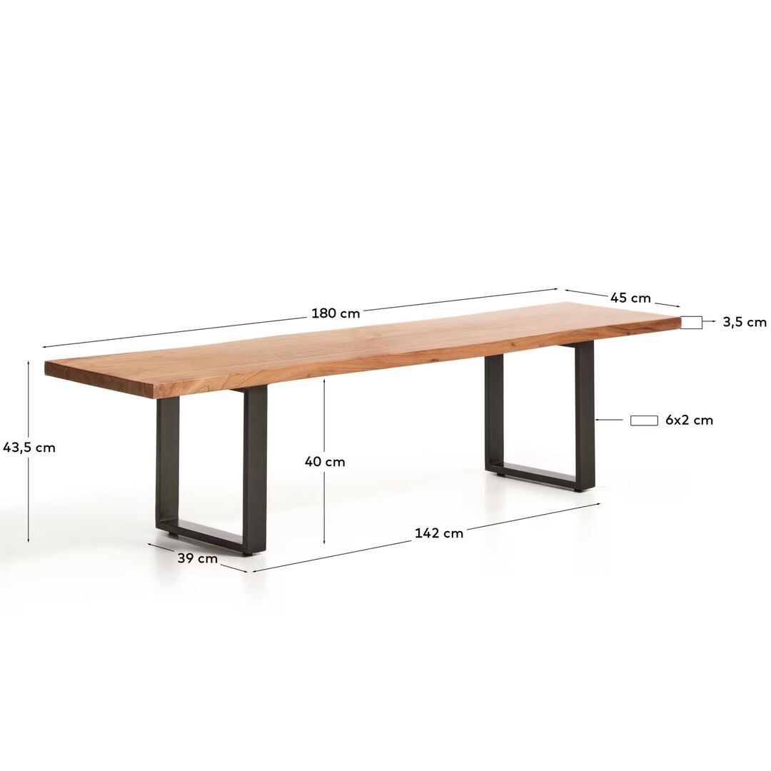 Kave Home Bank Uxue von Kave Home B: 180 cm, Natur / Schwarz