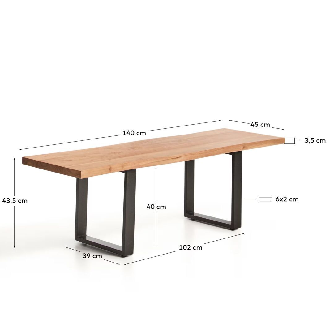 Kave Home Bank Uxue von Kave Home B: 140 cm, Natur / Schwarz