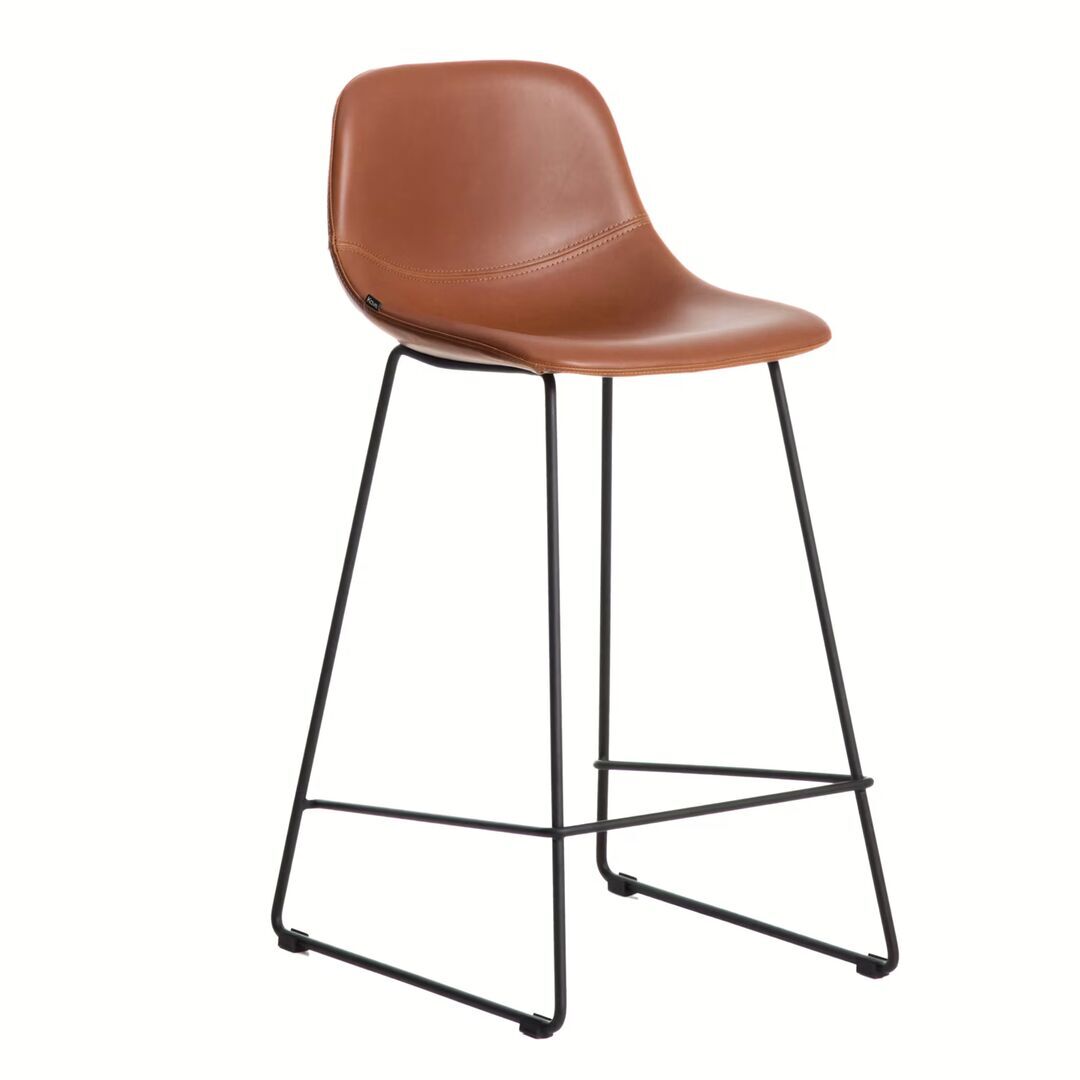 Kave Home Hohe Rückenlehne Hocker Zahara von Kave Home  Sitzhöhe: 75 cm, Cognac