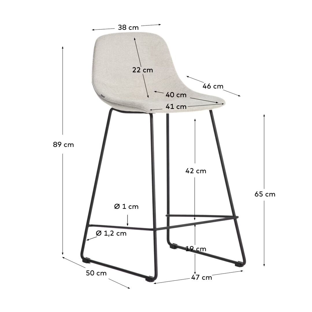 Kave Home Hohe Rückenlehne Hocker Zahara von Kave Home Sitzhöhe: 65 cm, Chenille Beige