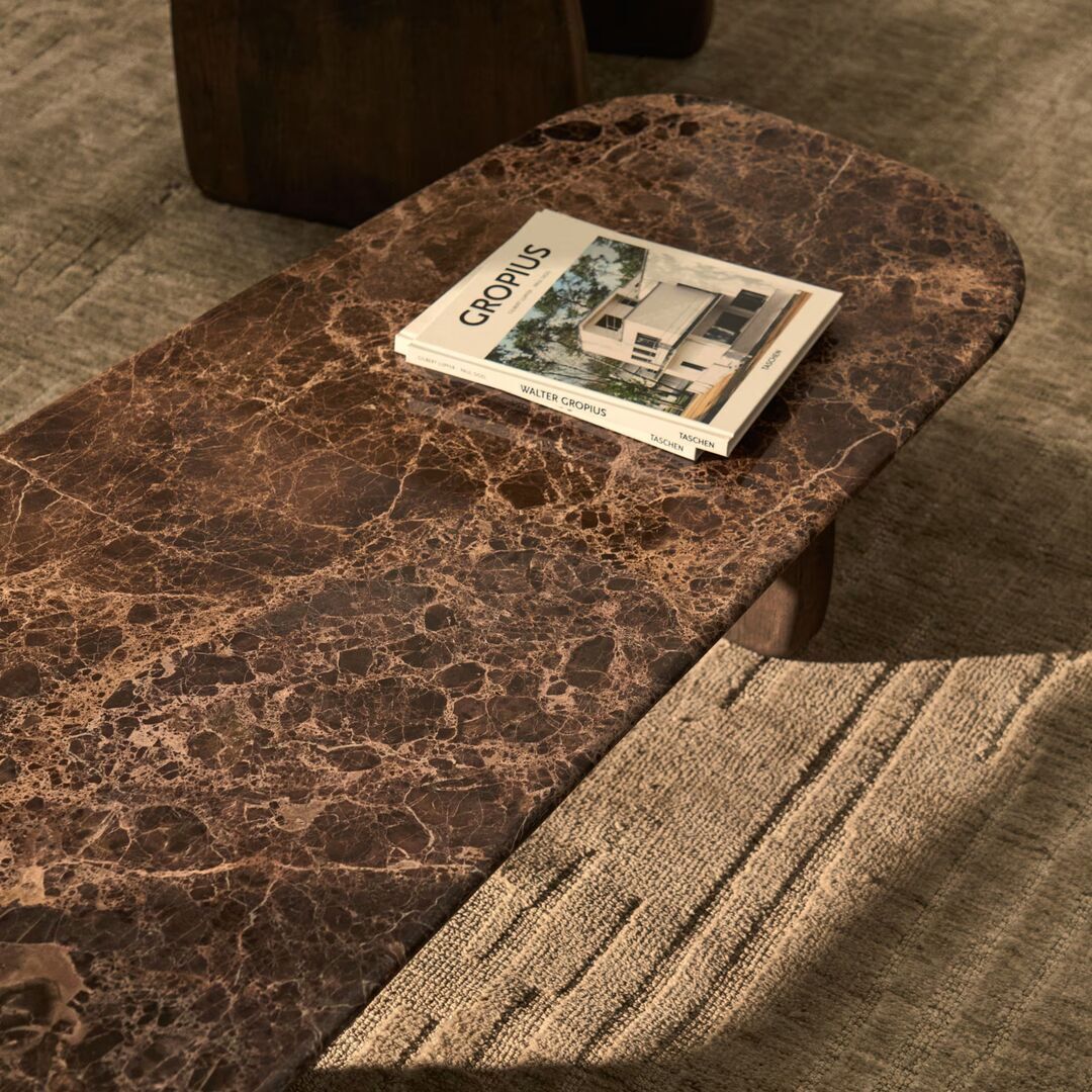 Kave Home Marmor Couchtisch Pirita von Kave Home Braun / Nussbaum Finish