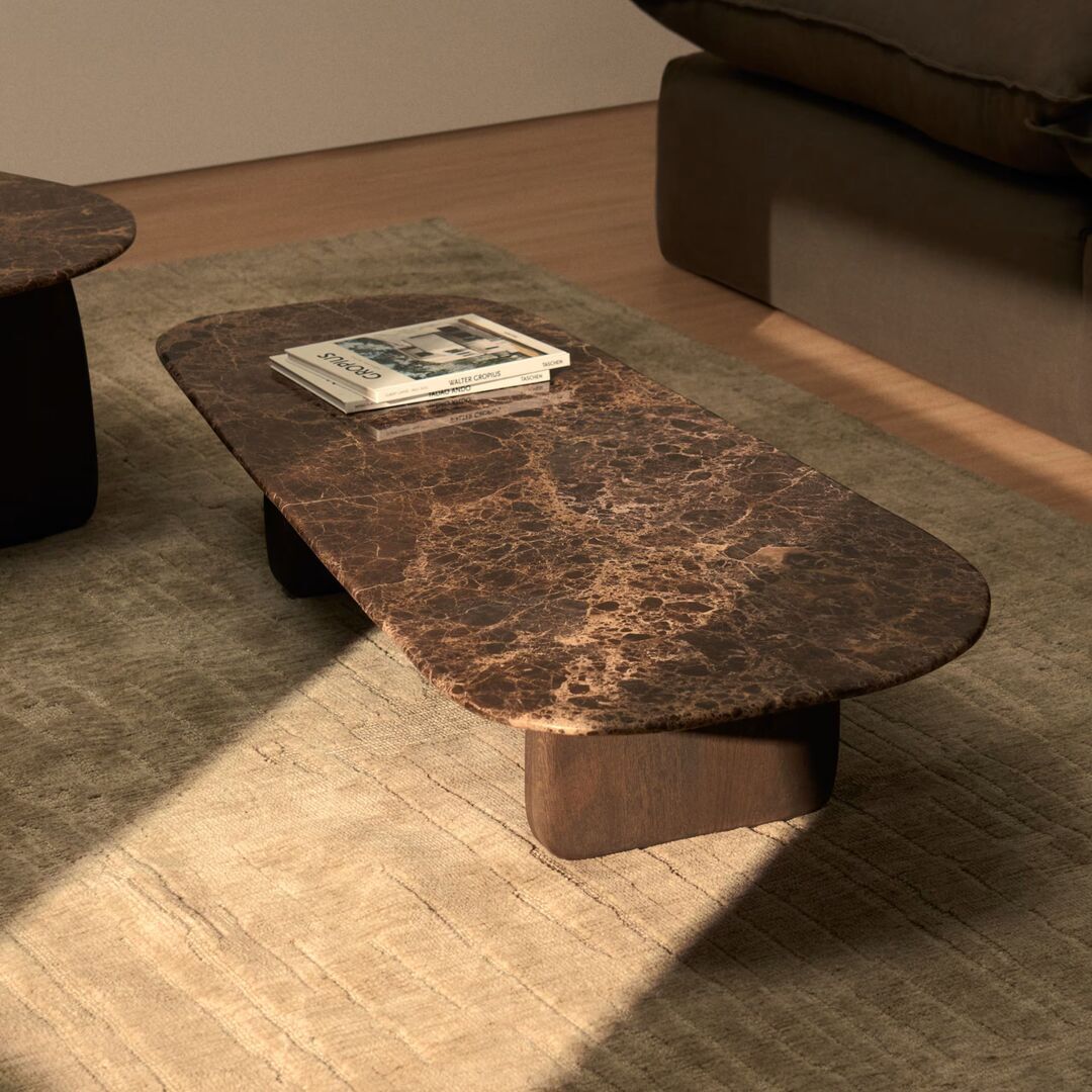 Kave Home Marmor Couchtisch Pirita von Kave Home Braun / Nussbaum Finish